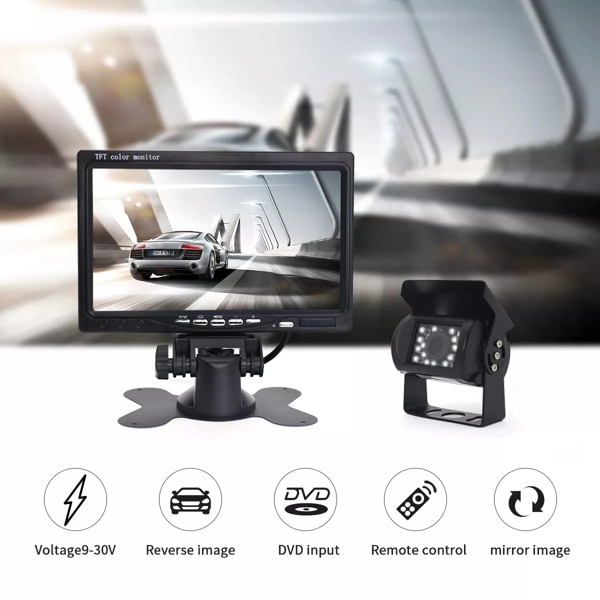 7 Inch Car Monitor TFT LCD Car Rearview Reverse Monitor Rear View Display for Bus Car Monitor Truck Camera System