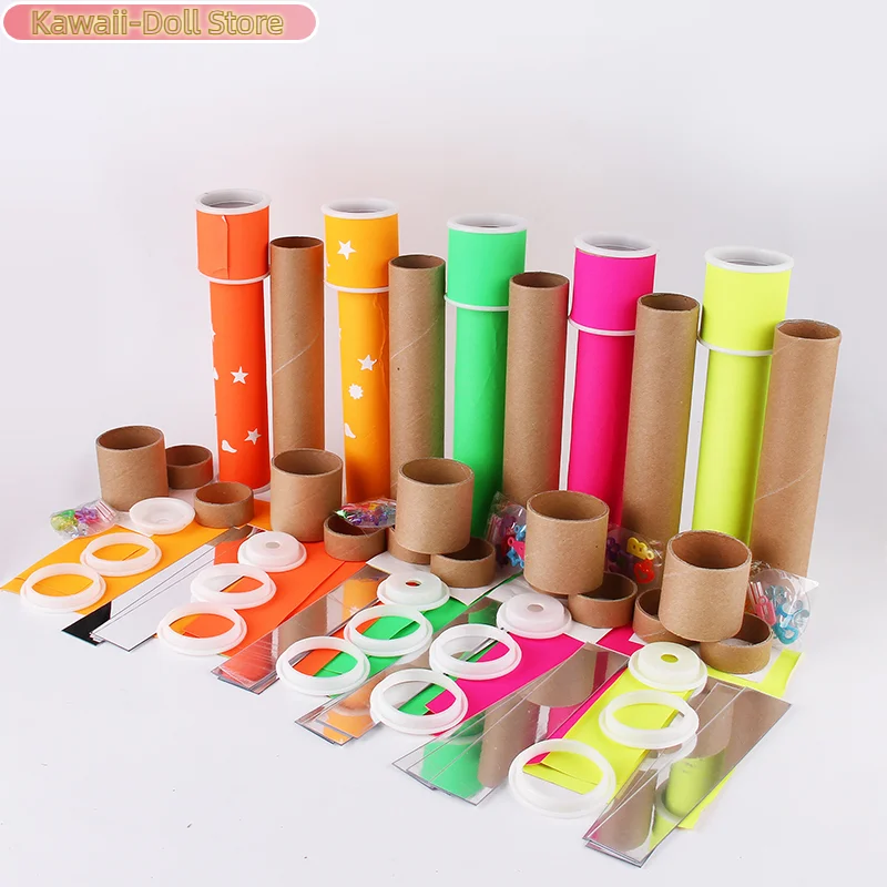 DIY Rotating Kaleidoscope Material Kit Simple Colorful Kaleidoscope Toys Scientific Experiment Teaching Tools Handmade Toys