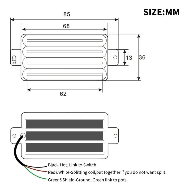 Double Rail 2-Dual Blade Electric Guitar High Output Track Type Four Coil Humbucker Pickup Purple Multi Color