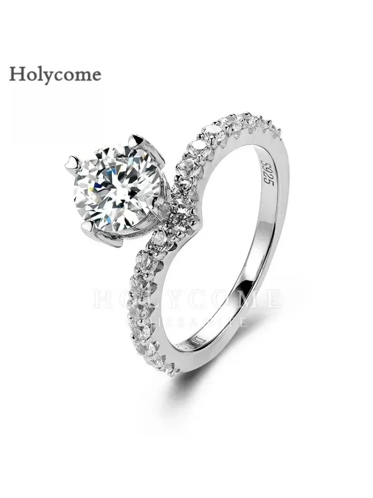 2024 Fashion Style Round Cut D Color Super White Ring Jewelry VVS1 Clarity Customs Products Design Synthetic Moissanite Diamond