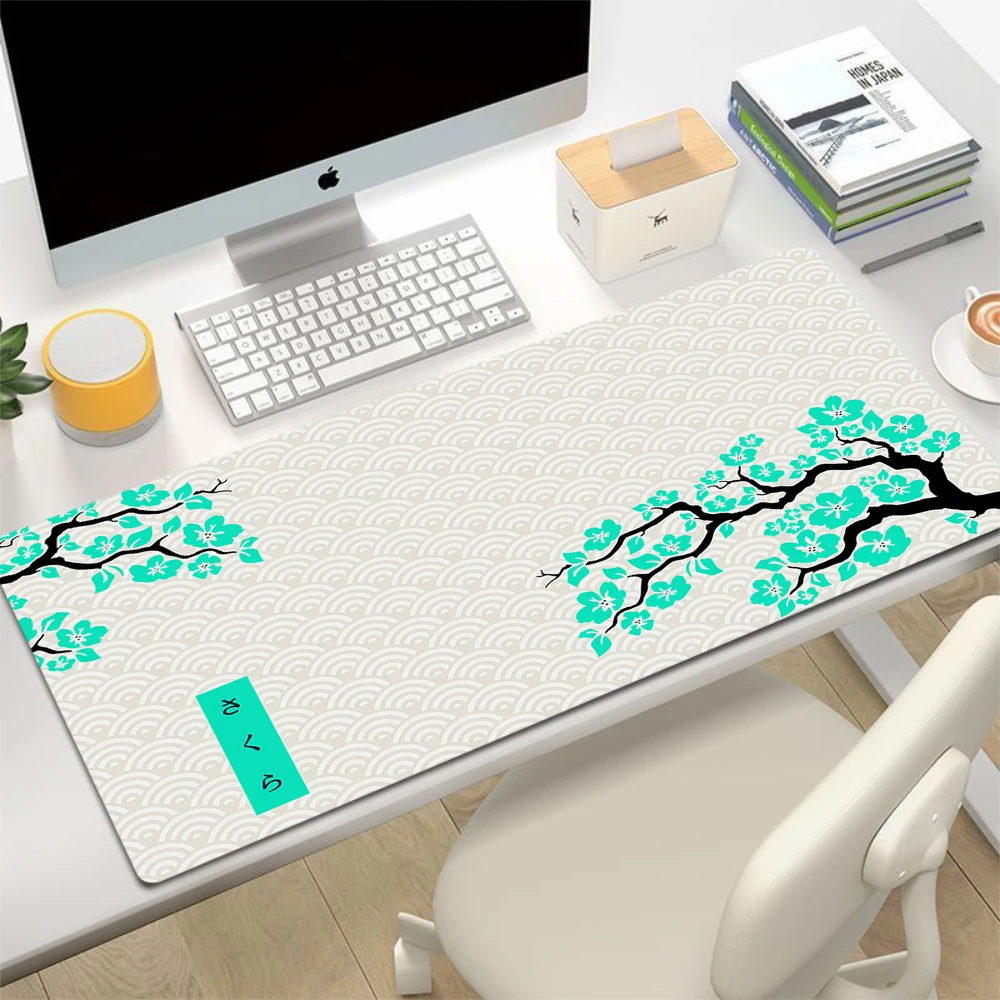 Imagem -04 - Grande Sakura Branco e Roxo Gaming Mouse Pad Grande Gamer Mousepad Tapete de Mesa 40x90cm Tapetes de Teclado de Borracha Deskmat Melhor