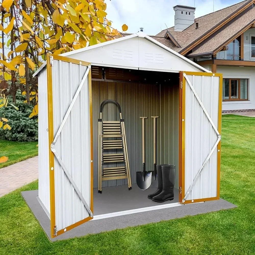 Outdoor Storage Shed 4x6 FT, Metal Outside Sheds with Apex Roof Galvanized Steel for Backyard, Patio, Lawn, Tool Shed