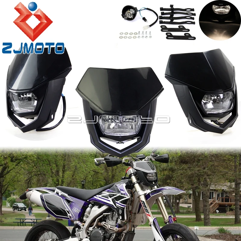 Motocross Enduro Supermoto Headlight Headlamp Dirt Bike For DRZ XT WR KX XR YZF CRF MX SX XC EXC H4 35W Headlight Fairing