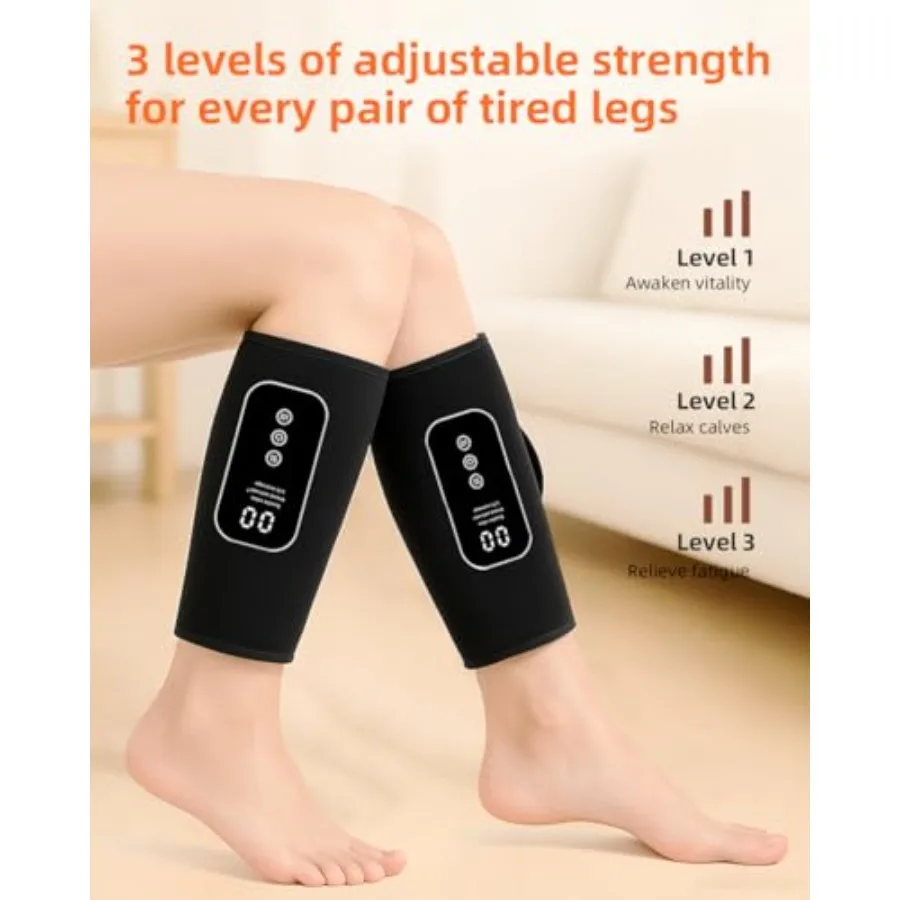 Massaggiatore per gambe per recupero post-allenamento e rilassamento quotidiano Massaggiatore per polpacci con funzione di calore in 3 modalità e 3 livelli di intensità A