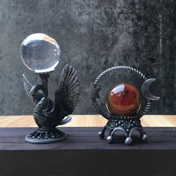 1-3p Small Black Star Moon Crown Crystal Sphere Holder Metal Swan Ball Crafts Stand Display Base Desktop Ornaments Photography