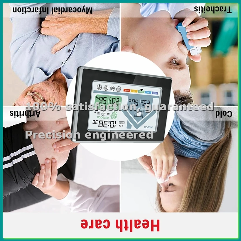 Indoor Outdoor Temperature Humidity Meters Mould Alarm Weather Station Touch Screen Push Button Electronic Weather Clock-TCES