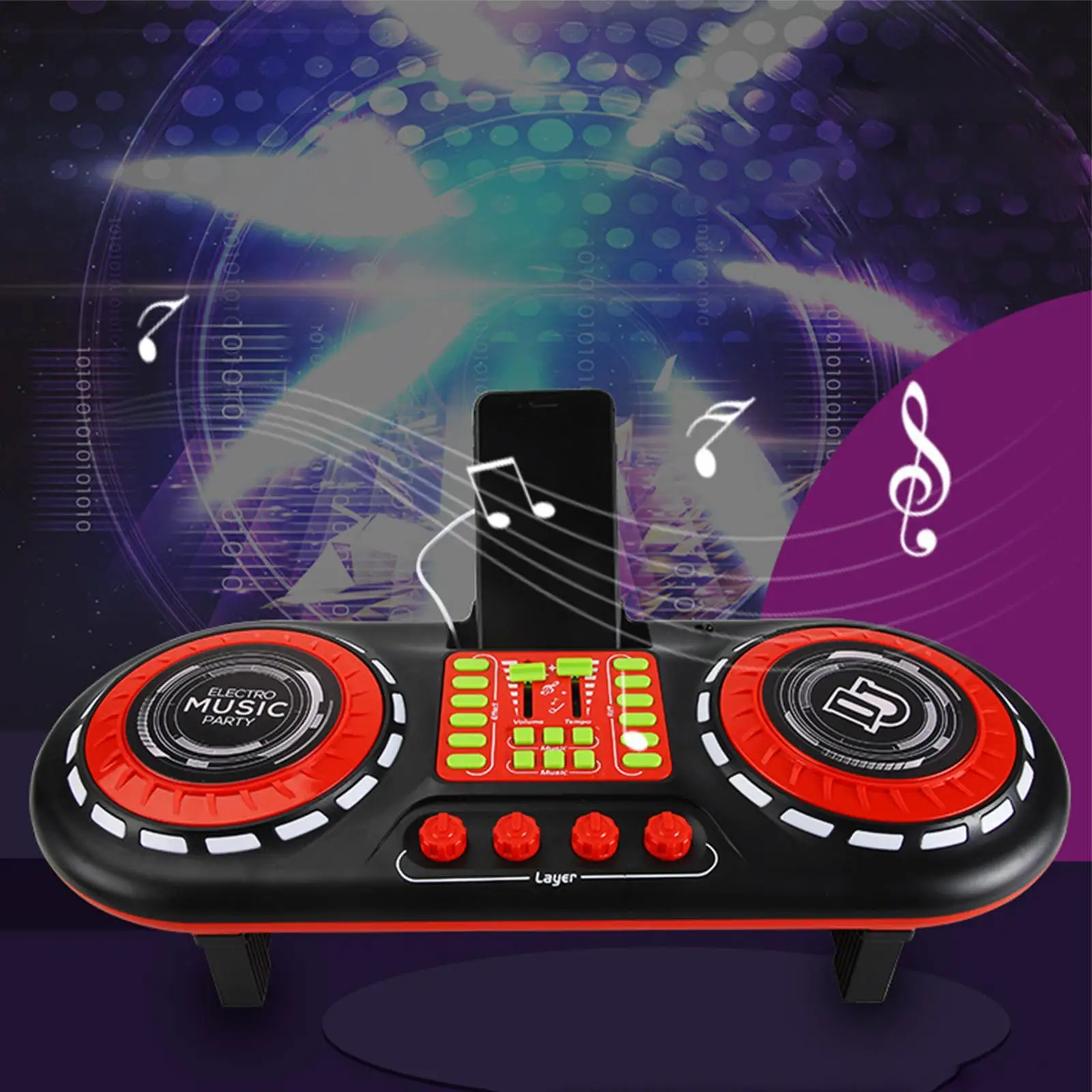 

DJ Mixer for Kids Toys DJ Turntable Music Mixer Party Toy for Girls Boys Multi Function Percussion Musical Toy Connectable Phone
