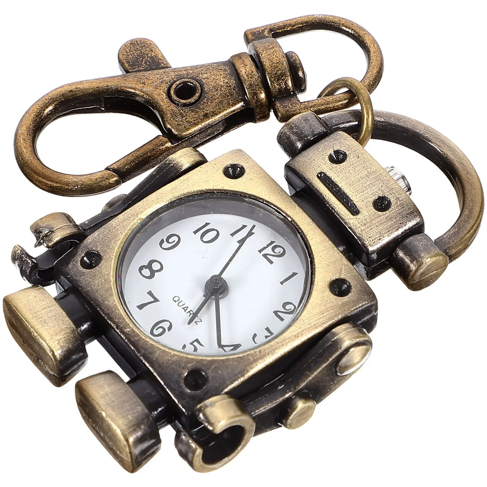 Robot Shaped Keychain Clock Pendant Retro Pocket Watch Vintage Key Ring Premium Material Long Term Use Durability Perfect Gift