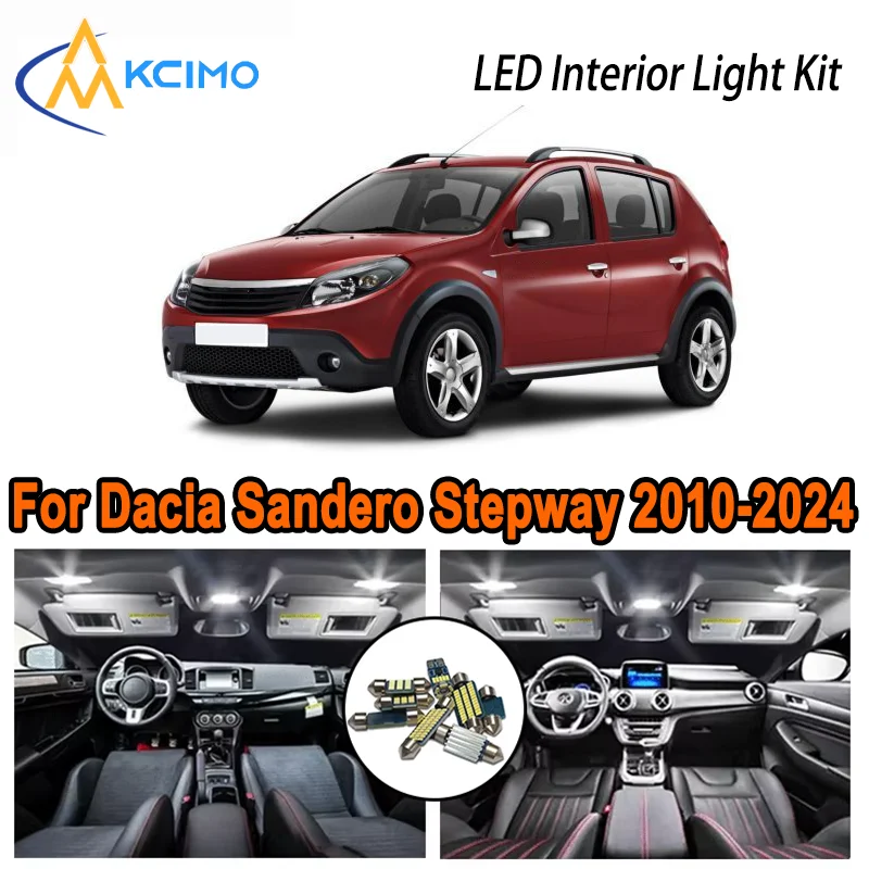 

Premium Bright LED Interior Light Kit for Dacia Sandero Stepway 2010-2024 2018 Dome Map Trunk Car Lamps with Canbus No Error