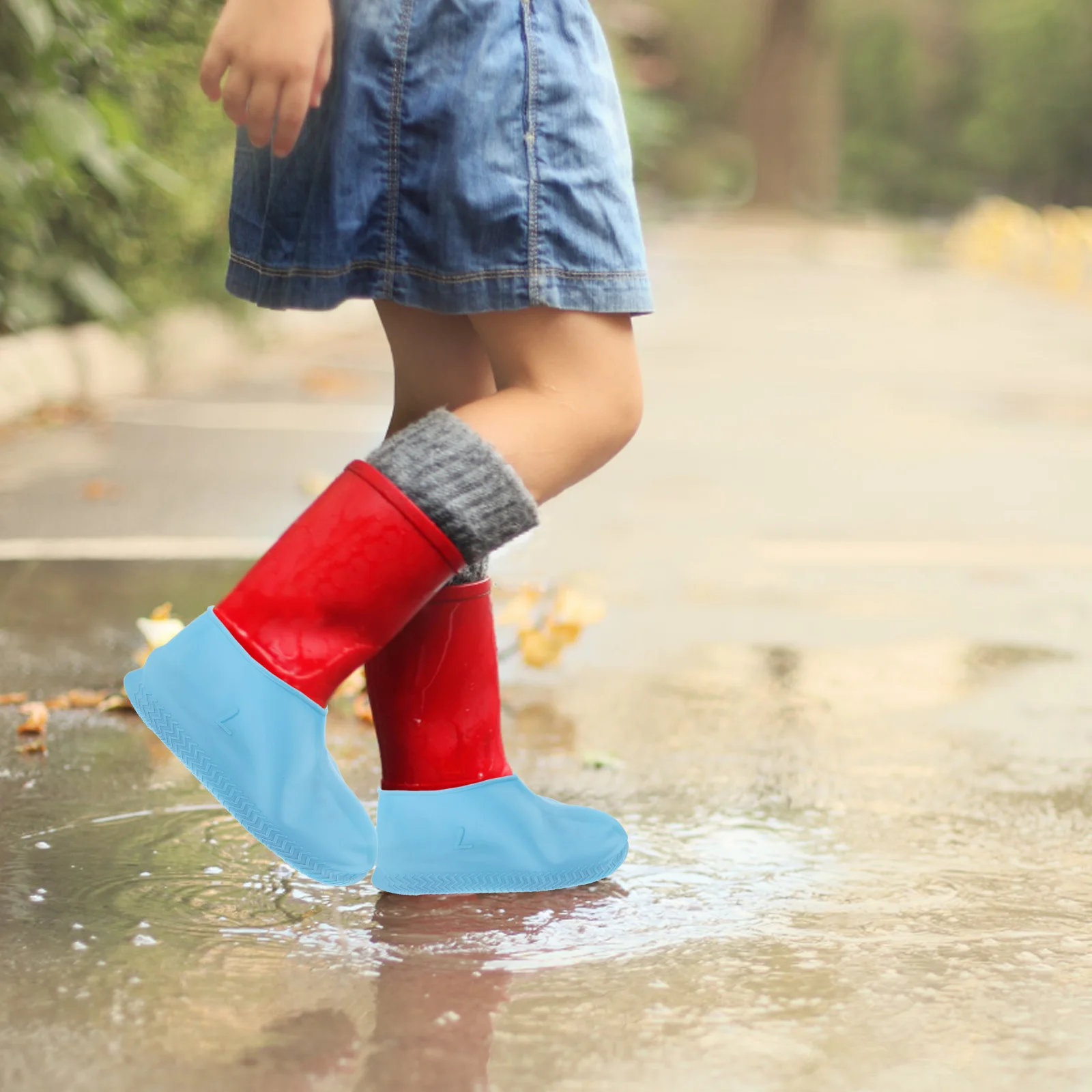 

1Pair Waterproof Shoe Covers Thickened Silicone Splashproof Rain Boot Covers Reusable Anti-Skid Outdoor Walking Shoe Protectors