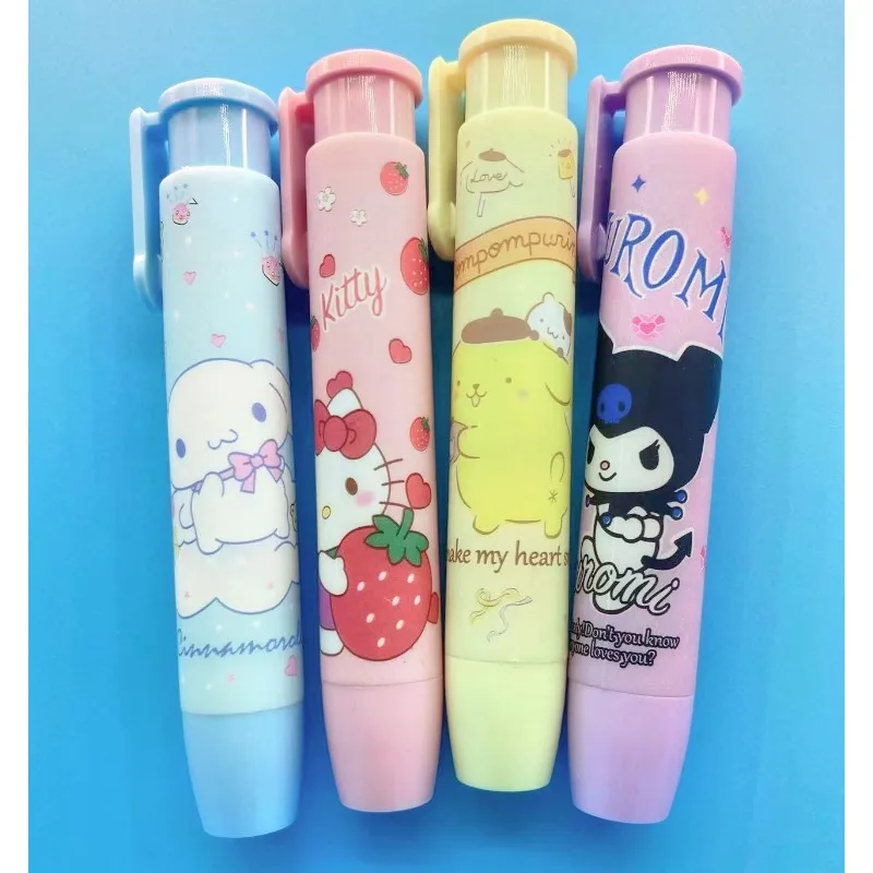 Sanrio Kuromi Pushable Erasers Anime Action Figures Hello Kitty Cinnamoroll My Melody Cartoon Stationery Children Birthday Gifts