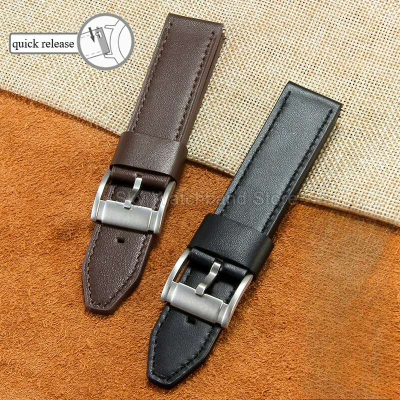 For Fossil FS4656 FS5586 FS4682 JR1436 JR1354 JR1424 Genuine Leather Watchband Soft Breathable Flat Interface Needle Buckle
