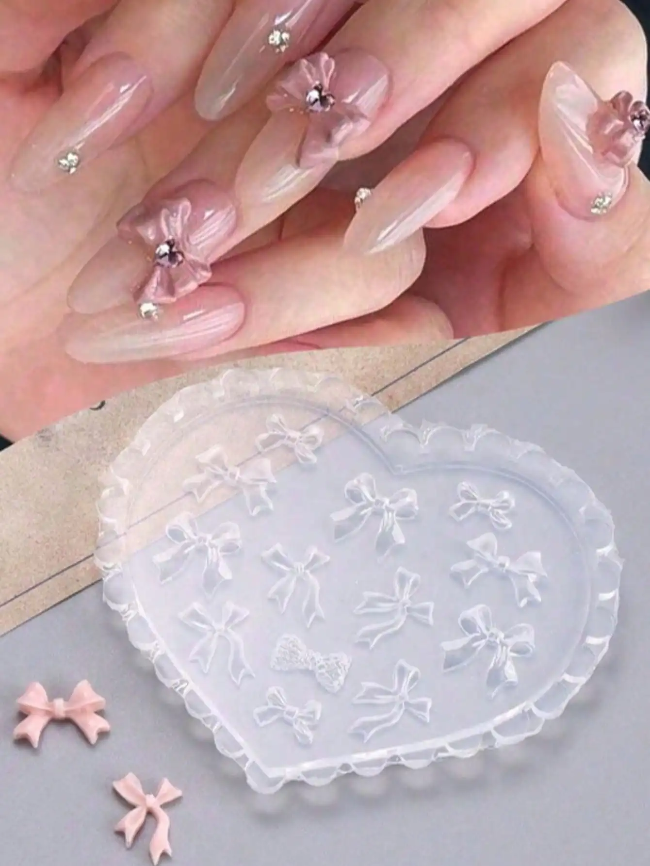 

1pc Bow 3D Nail Art Silicone Mold Reusable Mixed Bow Design Stencil DIY Nail Art Carving Accessories Salon Manicure Supplies