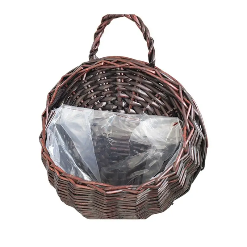 

A67K - Подвесное кашпо ручной работы из ротанга для цветов и растений, настенное кашпо для сада