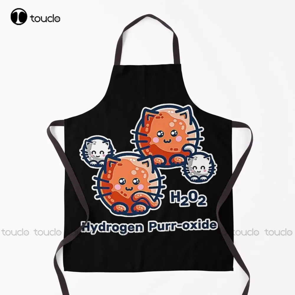جديد الهيدروجين Purr-أكسيد القط الكيمياء Pun تي شيرت المئزر حديقة المطبخ التنظيف المنزلي شخصية مريلة مخصصة للجنسين الكبار #1