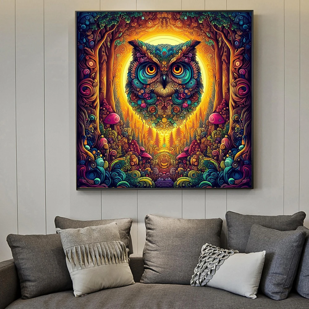 Mystical Owl Forest Art Posters Prints Norse Wall Abstract Animal Canvas Painting Pictures Modern Living Room Home Decor Cuadros image 3