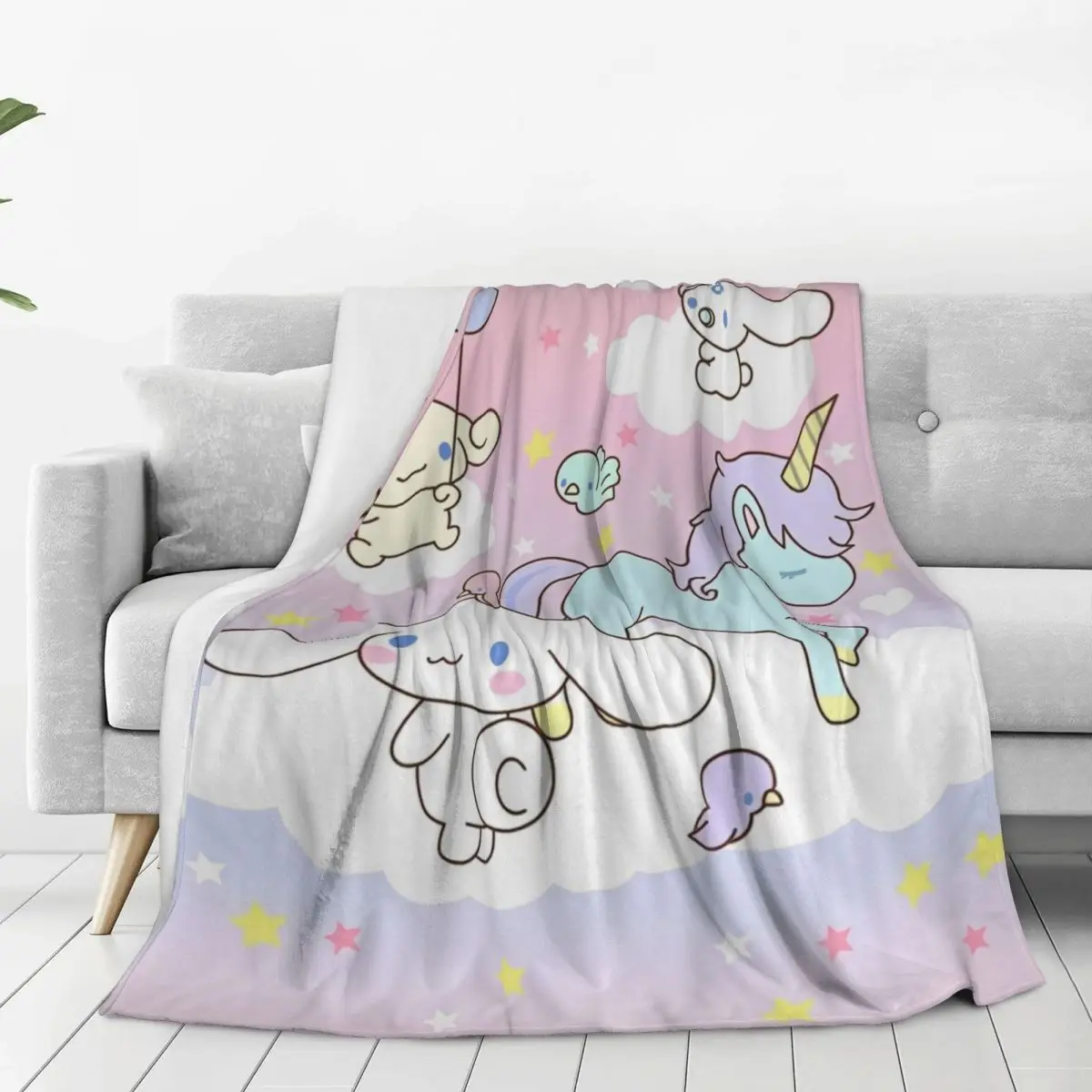 Sanrio Cinnamoroll Blanket Decorative Flannel Bedding Throws For Couch Chair Sofa Bed Warm Customized Quality Bedspread Gift