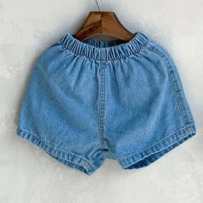 K21128 Children's Summer Plaid Casual Shorts Simple Matchable Denim Pants Infant Apparel Easy-to-Wear Kids' Clothing