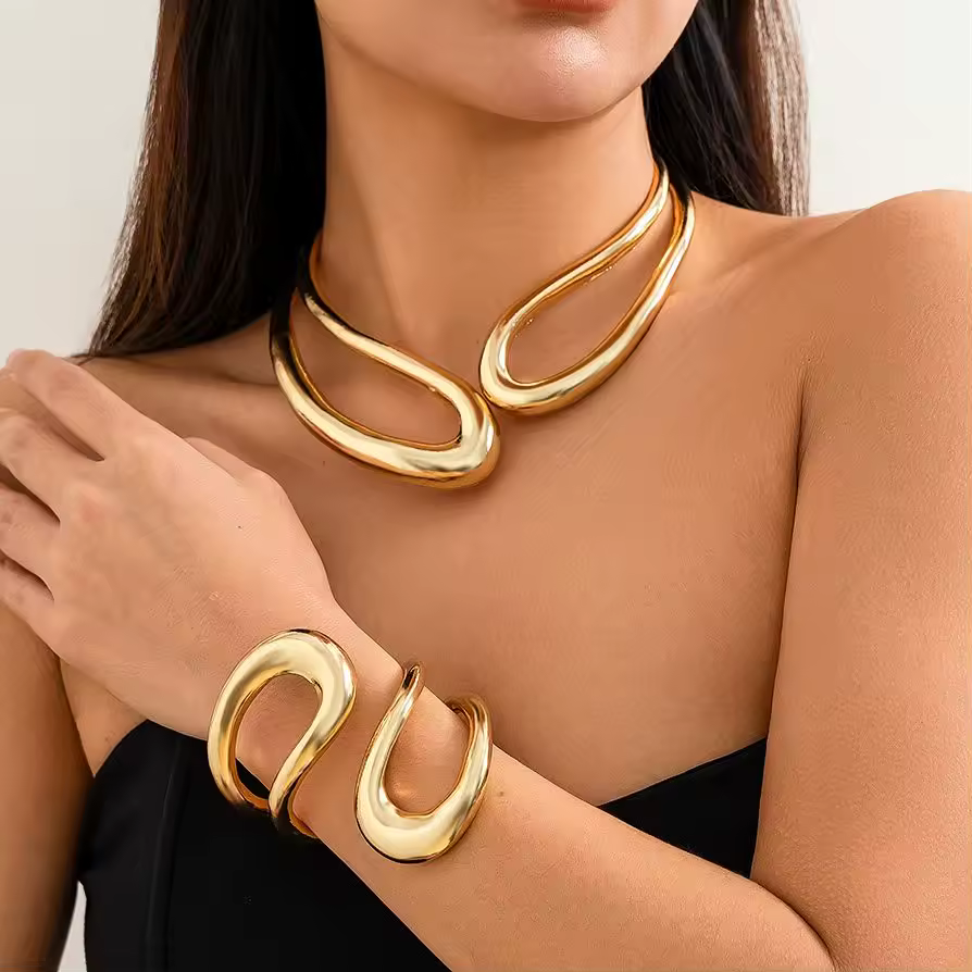 Exaggerated Heavy Metal Big Open Torques Choker Necklace fot Women Goth Adjustable Chunky Chain Grunge Jewelry Steampunk Men New Products on AliExpress