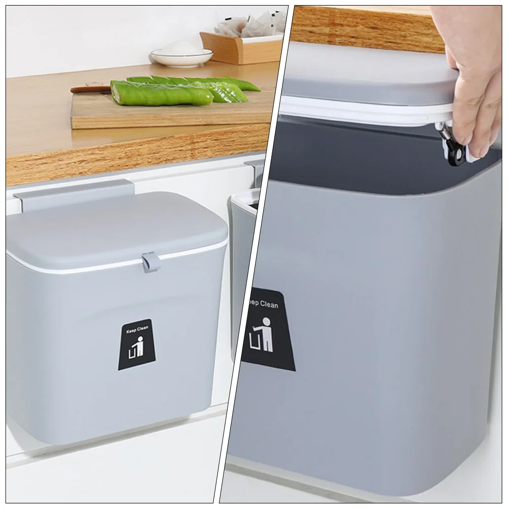 Compost Sliding Trash Can Office Rubbish Bin Counter Plastic Trashcan Wall Garbage