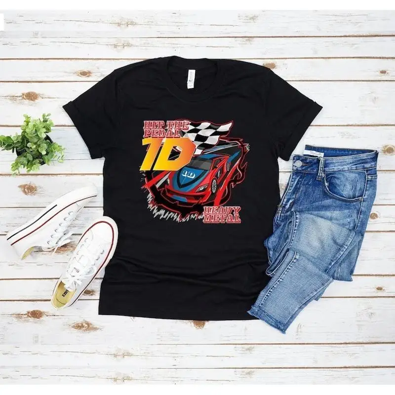 تي شيرت Rock Me Race Car Hit The Pedal Heavy Metal #1
