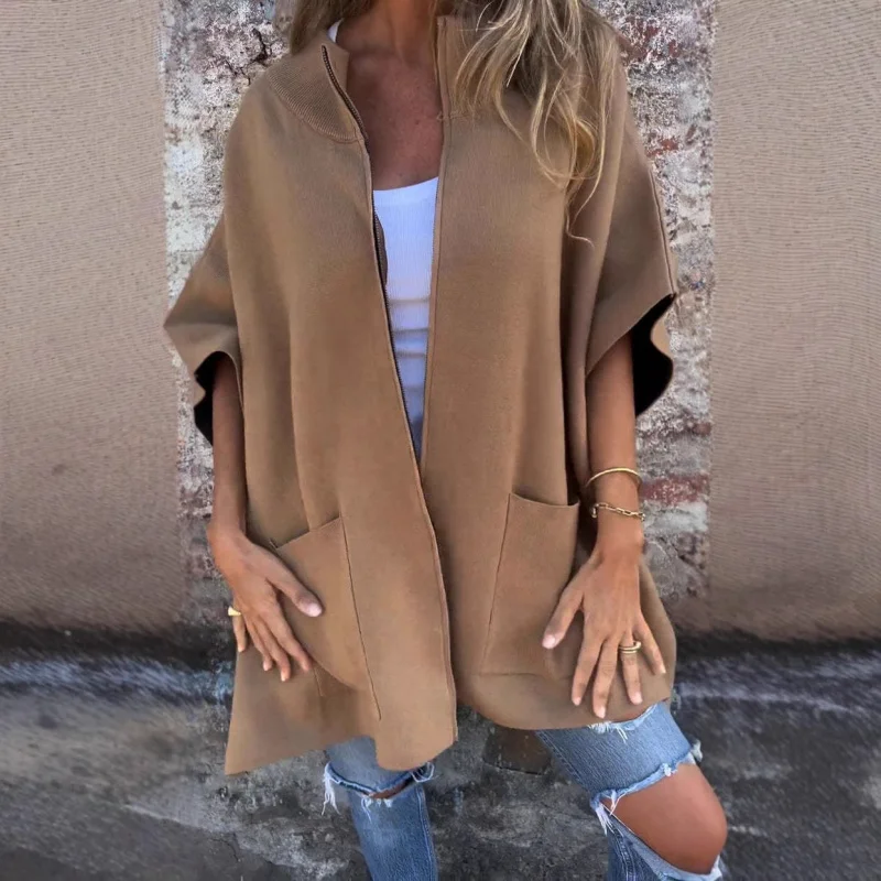 

2025Новое осенне-зимнее женское повседневное цельное пальто с шалью и рукавами