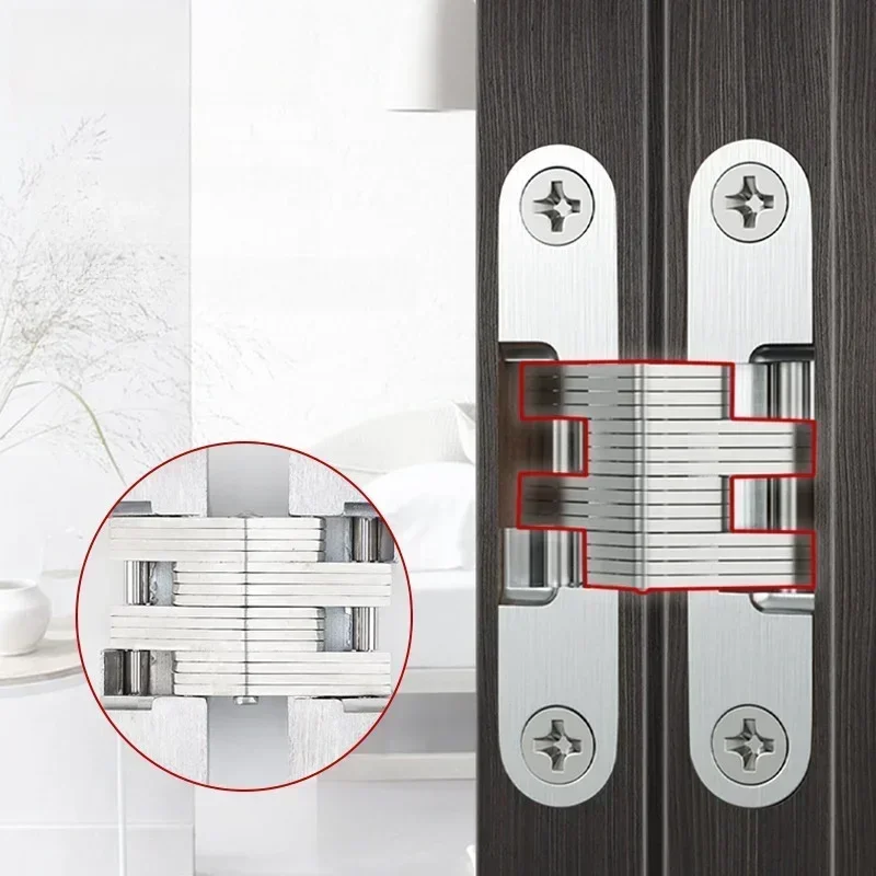 Hidden Gate Hinge Stainless Steel Invisible Hinges Concealed Barrel Wooden Box 180 Degree Folding Heavy Duty Built-in Door Hinge