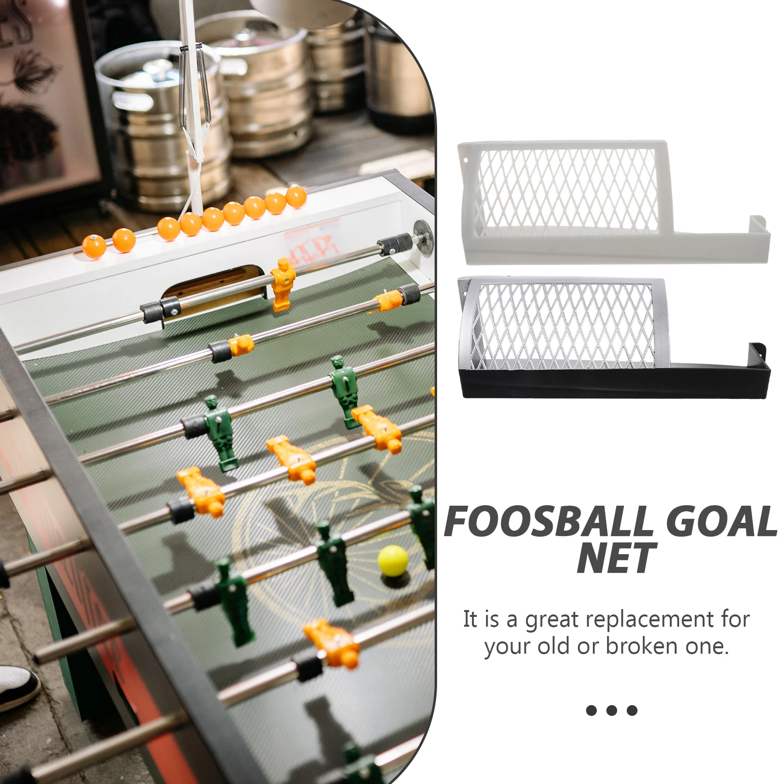 

2pcs Foosball Goal Net Replacement Durable Odorless Safe Black Silver Table Football Machine Parts Gaming Entertainment