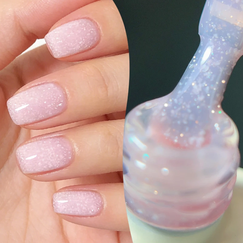 BORN PRETTY 10 ml Snow Glitter Gel Nagellack Rosa Milchig Weiß Gelee Pailletten Semi Permanent Nails Art Design Lack Maniküre