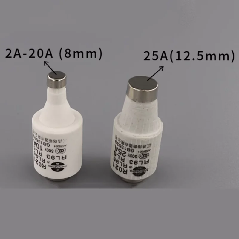 20 PCS  Fuse RO21 RL6-25 R021 RL96 RL93 RL6 DII fuse 500V 25A 16A 10A 8A 4A 2A fuse core