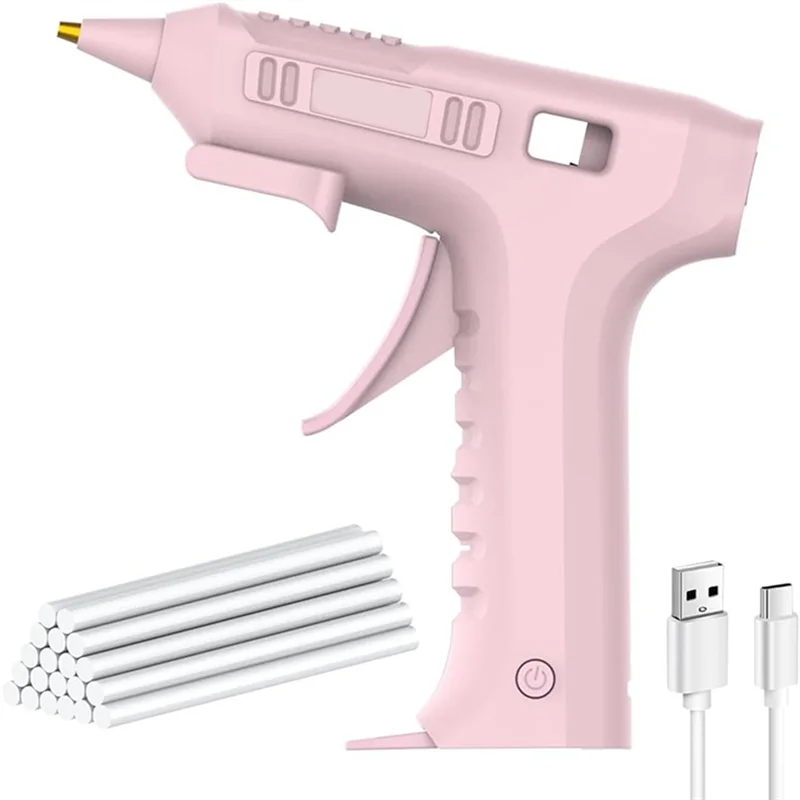 

ABAH-Cordless Hot Glue Gun With 20Pcs Glue Sticks Set, Wireless Type-C Rechargeable 2600Mah Battery Powered Glue Gun B
