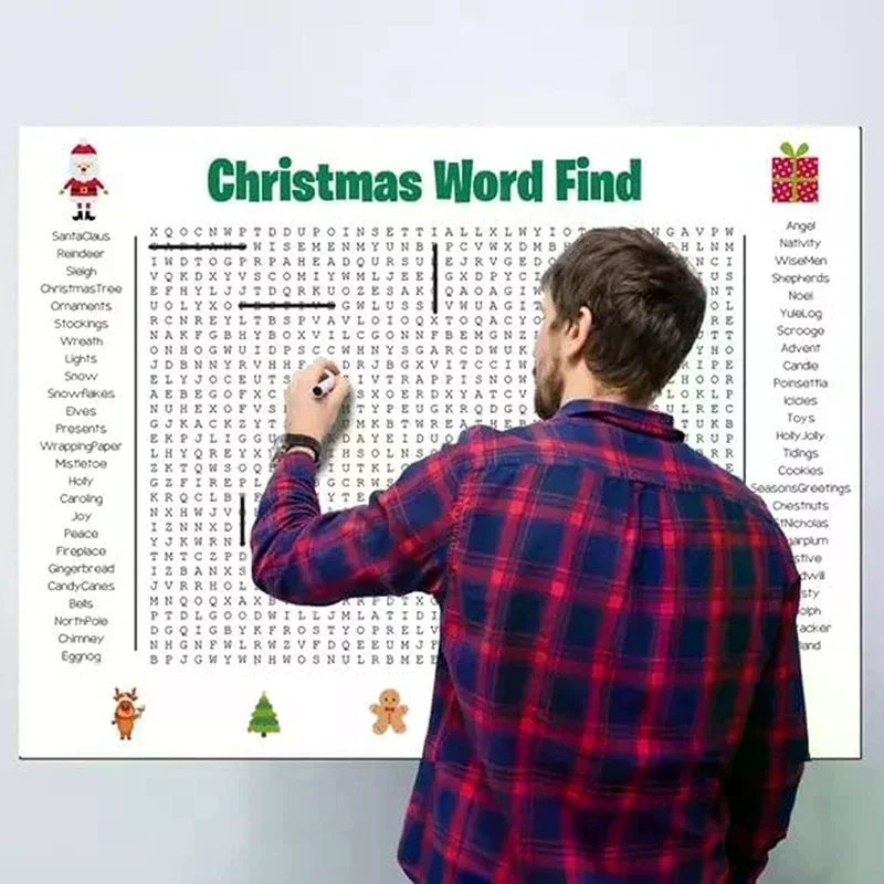 Christmas Word Search Poster – Wall Game, Poster-Size Word Search, Christmas Activity Poster For Families, Christmas Game