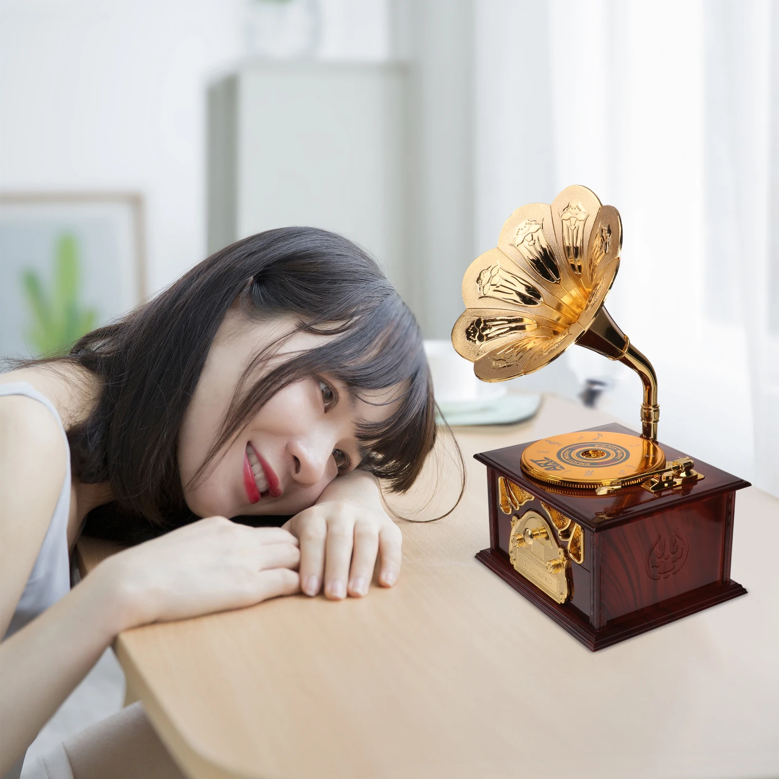 

Music Box Retro Creative Music Box Phonograph Music Box Music Box Decor Desktop Music Box