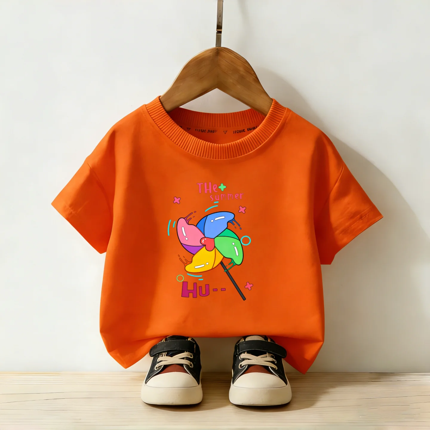 Cartoon Style Mini Car Super Good-looking Top Summer Children's Short Sleeved Thin Top Daily Parent-child Outfit Outdoor T-shirt