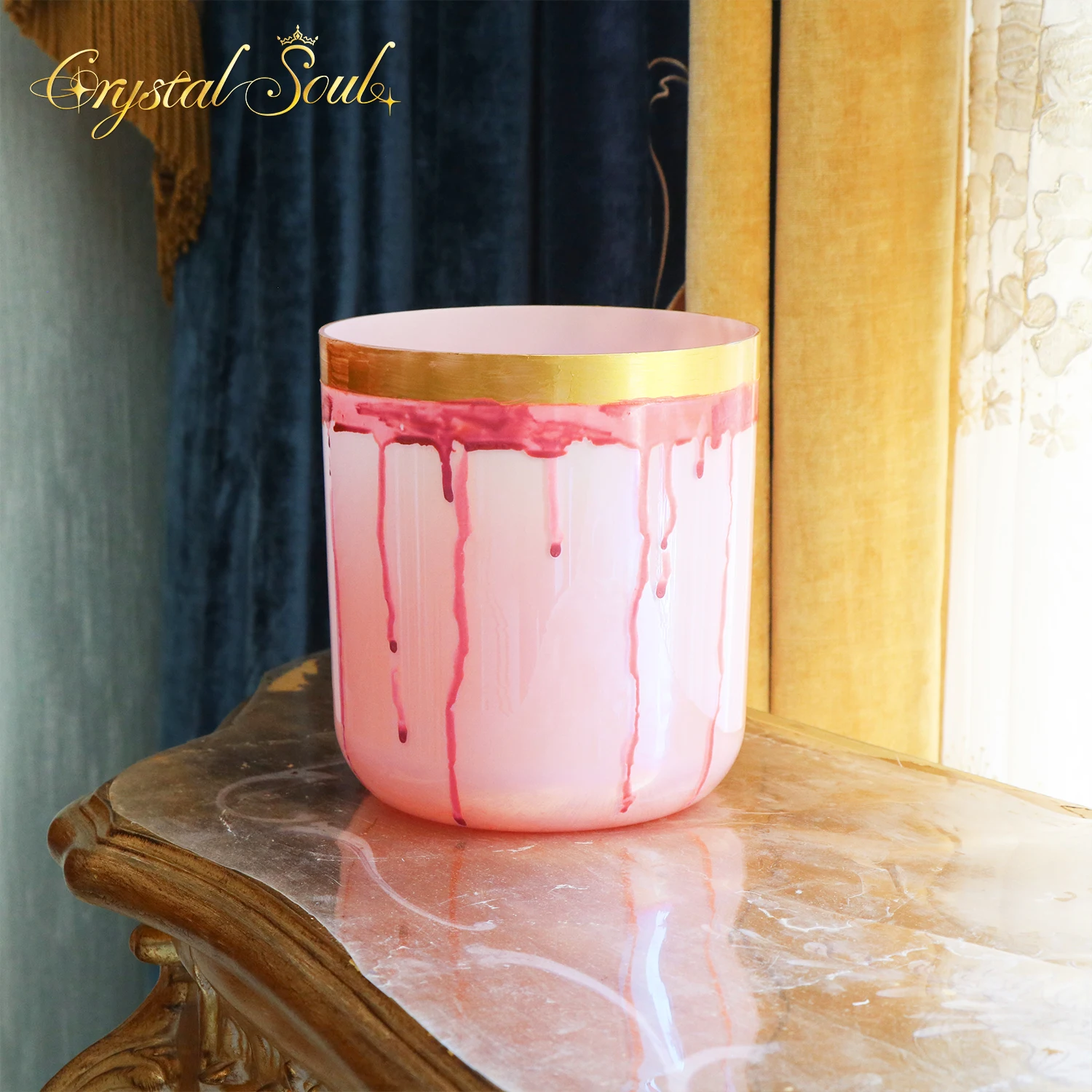 Crystal Soul Exclusive Design of New Hand Drawnwater Droplet Reiki Alchemy Crystal Bowl Customized Tone