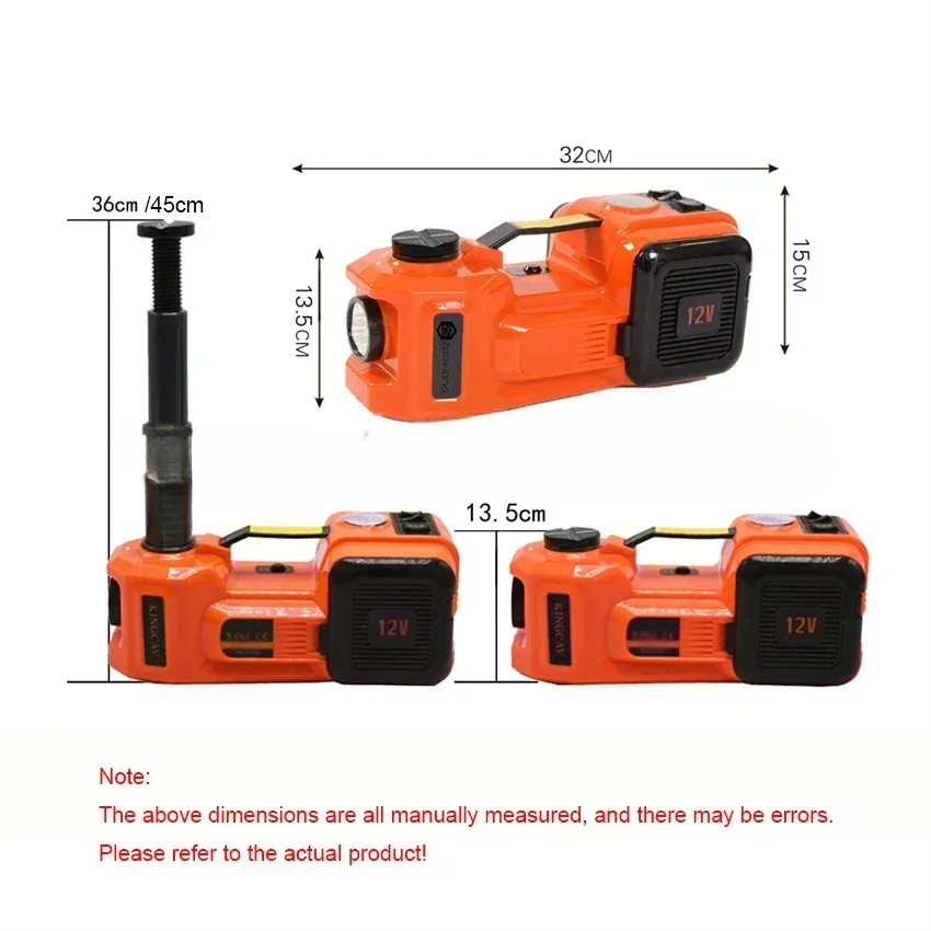 155-450/530MM 12V 5T Car Electric Hydraulic Floor Jack, Tire Inflator Pump And LED Flashlight 3 In 1 Set With Safe Hammer