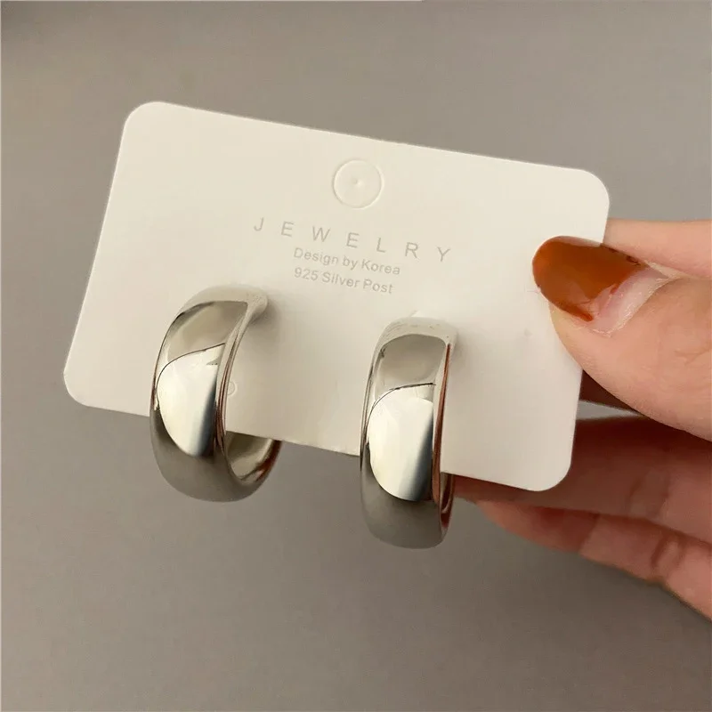 Women's Simple Silver Color Hoop Earrings, Gift