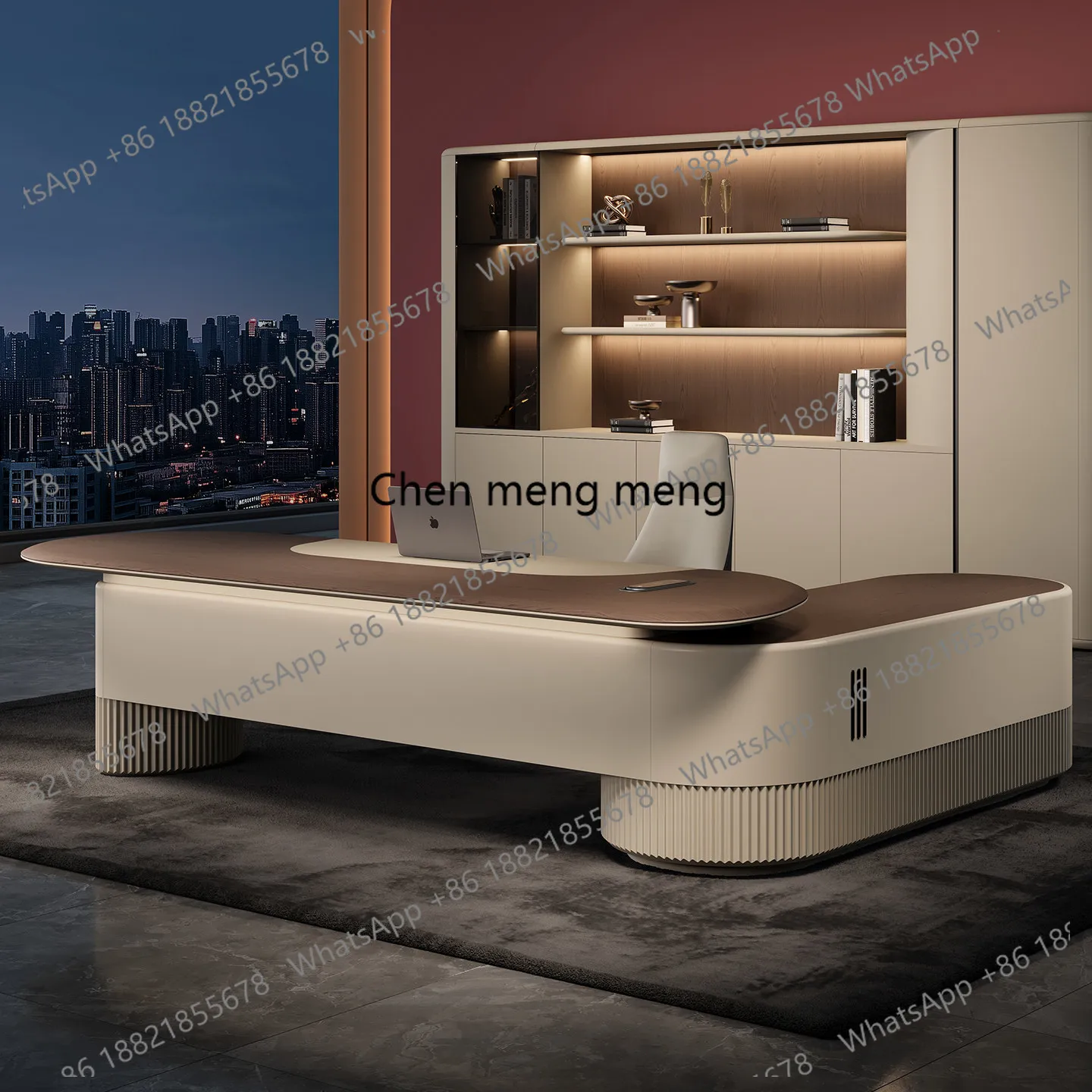 Fashion light luxury high-end sense E0 president table high-end class desk white lighting