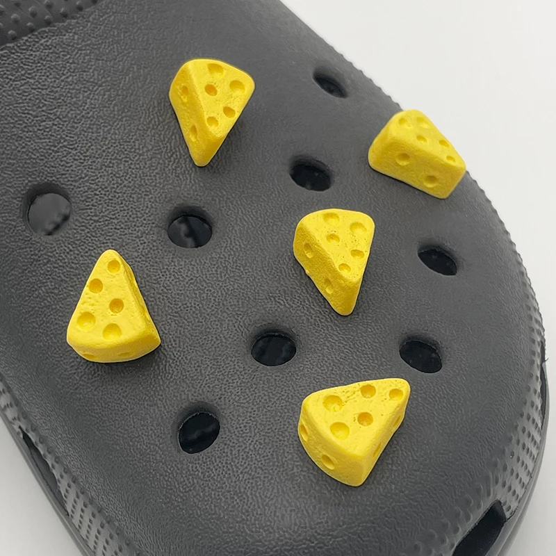 5/10Pcs Kawaii 3D Yellow Cheese Shoe Charms Fit Slipper Shoe Jewelry DIY Parts Cute Food Decoration Accessories For Kid\'s Clogs