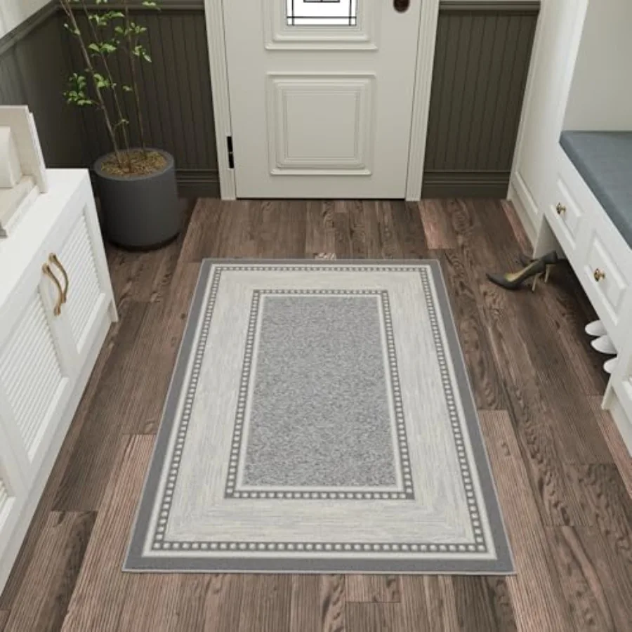 

3'3 x 5' Large Indoor Floor Carpet for Living Room Border Bedroom Dining Room Kitchen Playroom and High Traffic Areas Light Gra