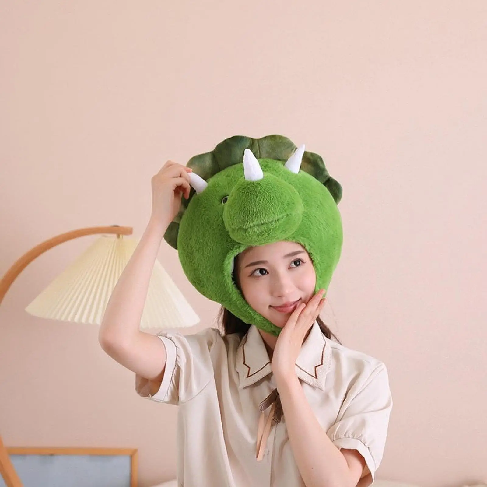 Triceratops Cappello per la testa Cosplay Divertente e carino Novità Decor Copricapo Costume per spettacoli di compleanno Festa in maschera