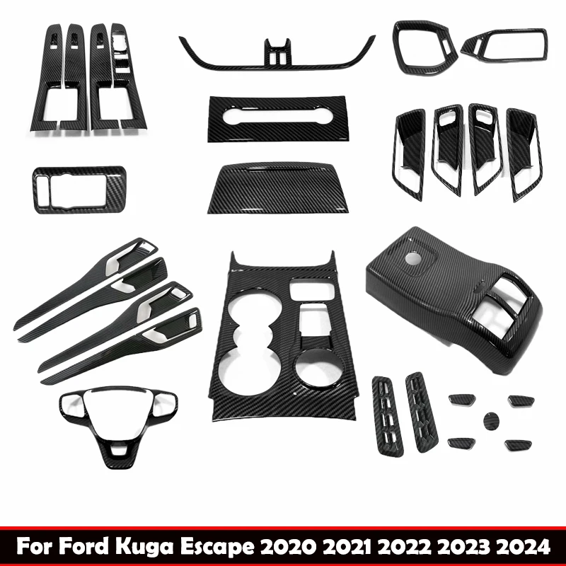 

LHD For Ford Kuga Escape 2020-2022 2023 2024 Carbon Fiber Center Console windiw rise swtich panle Gear Shift Box Panel Cover T