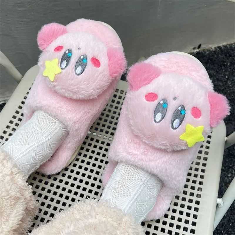 New Kawaii Cute Kirbys Slippers Cotton Slippers Home Shoes Plush Non-Slip Warm Cartoon Anime Gifts For Girlfriends and Children