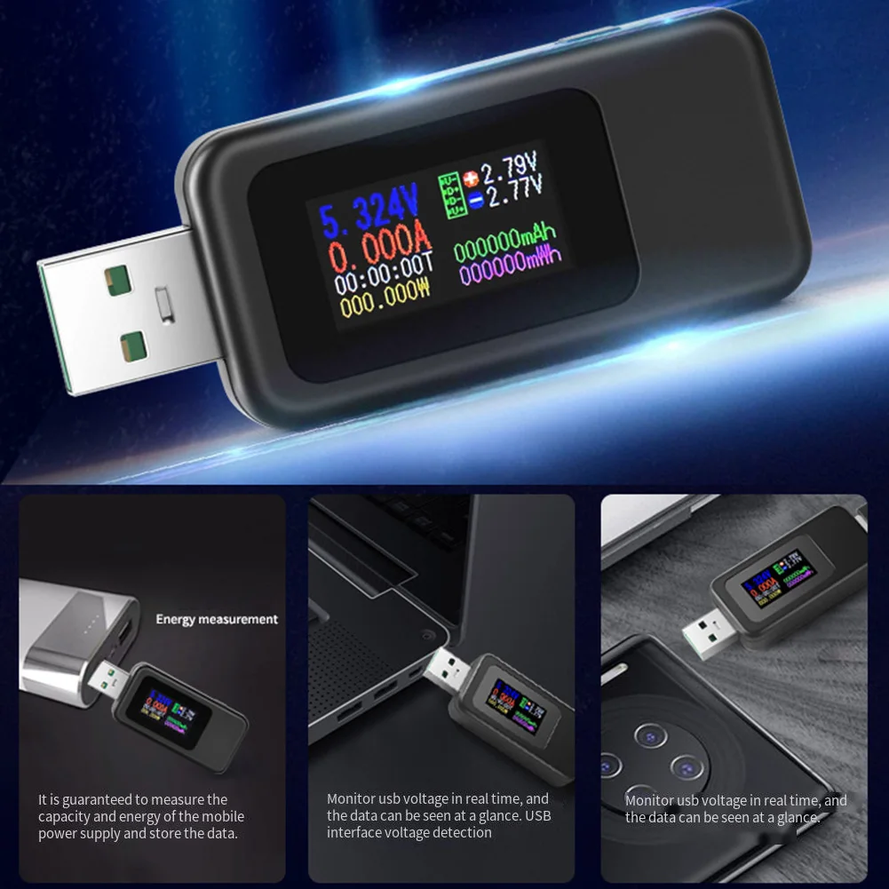 DC 4-30V Fast Charging Protocol QC-2.0 QC-3.0 Test MX18L USB Tester 10-in-1 Digital Voltmeter 0.96 Inch IPS Colour Screen
