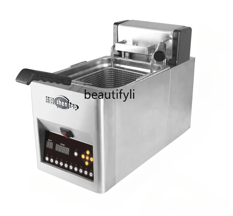 Commercial 8-liter electric fryer, single-cylinder large-capacity timed electric fryer, automatic lifting oil pan