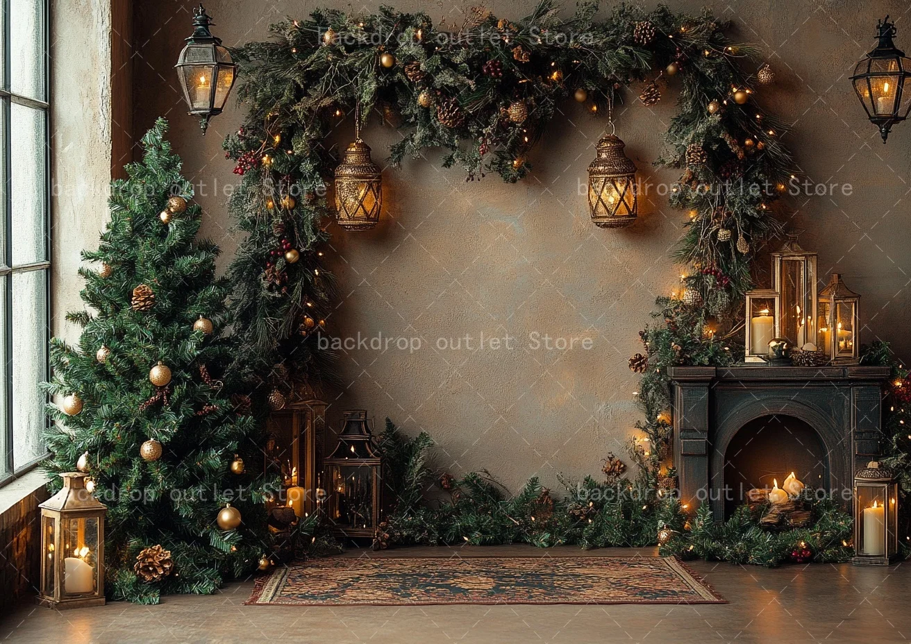 Mehofond عيد الميلاد التصوير خلفية خمر جدار أضواء شجرة عيد الميلاد الاطفال الأسرة فوتوكول عطلة خلفية صور الدعائم