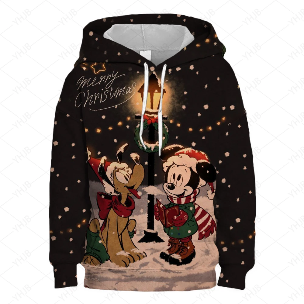 Christmas Knitted Girls' Sweatshirt Y2k Printed Long Sleeve Seam Loose Casual Round Neck Hoodie Top Christmas Costume