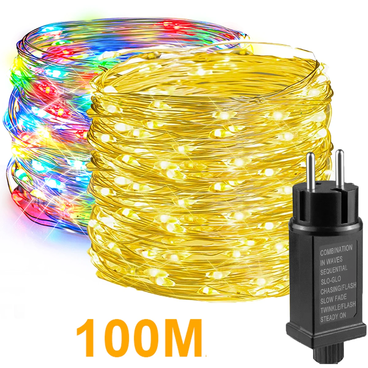 Super Bright LED String Copper Wire Light AC 220V To DC 24V EU Power Supply Warm White / RGB Led Night Light for Holiday Decor