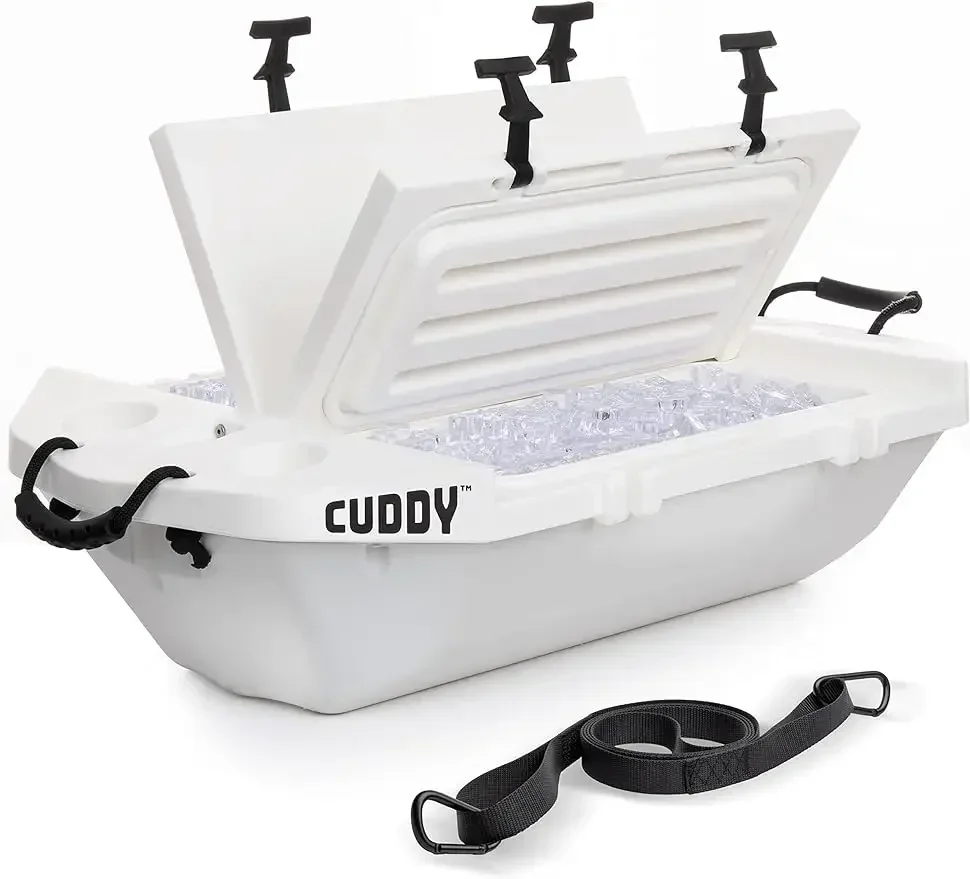 Cuddy Cooler flotante y recipiente de almacenamiento en seco - Diseño de carcasa dura anfibia de 40 cuartos - Múltiples opciones de color