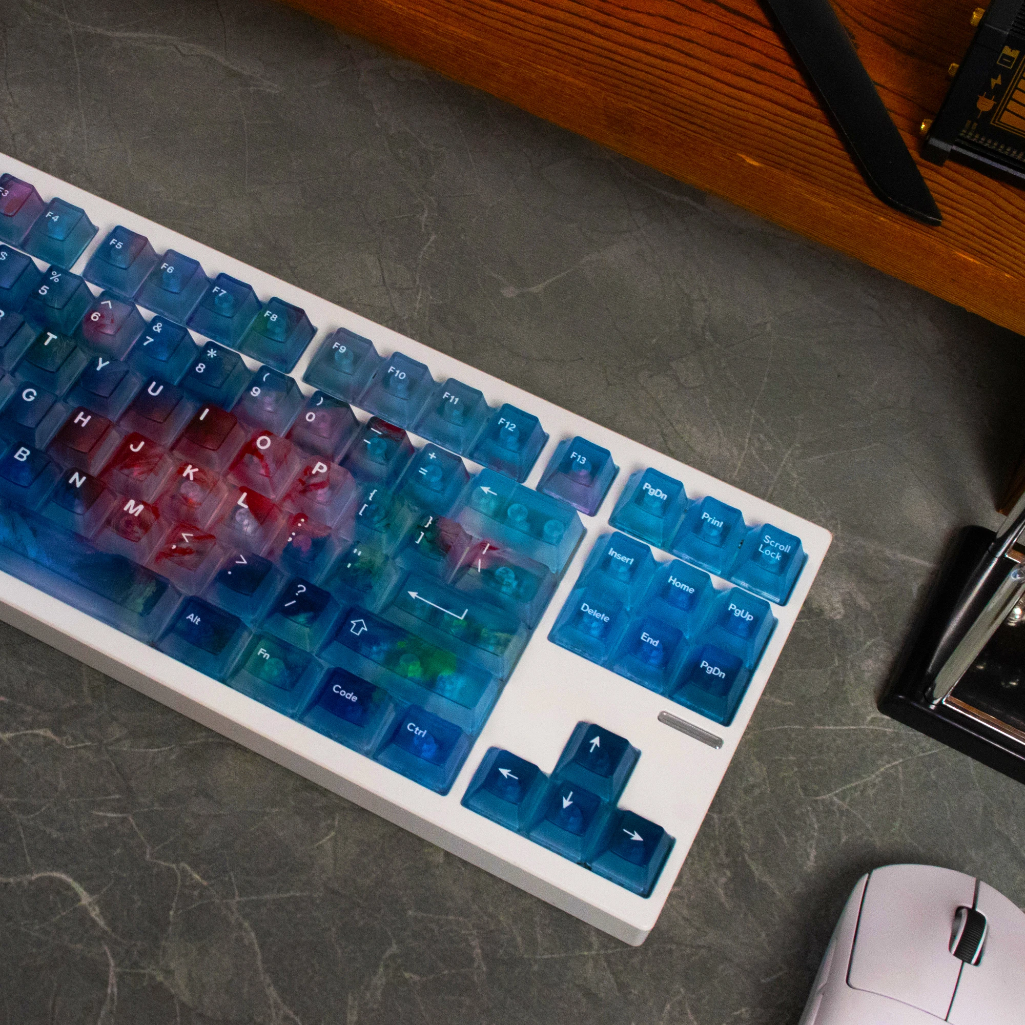 คีย์แคปแบบด้านโปร่งแสงลายกุหลาบ 122 คีย์ โปรไฟล์ Cherry สำหรับคีย์บอร์ดแมคคานิคอล MX Cherry